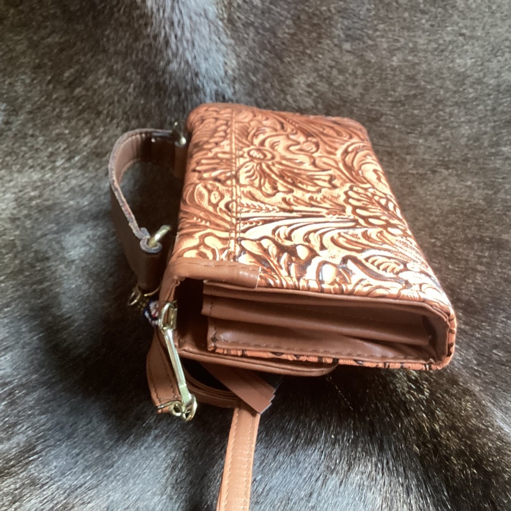 Super Cute Little Top Handle Shoulder Carry Western Boho Wallet Handbag - Picture 3 of 11